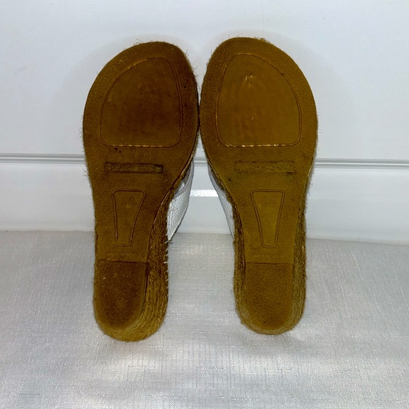 Burberry White Leather Espadrille Thong Wedge Sandals Size 7.5 Europe Size 38 - Picture 6 of 10